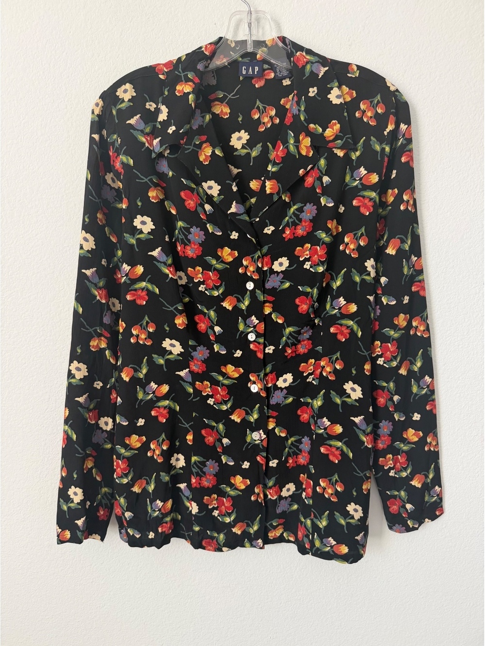 GAP Vintage Multicolor Floral Long Sleeve Button Up Y2K Blouse Women's Size S